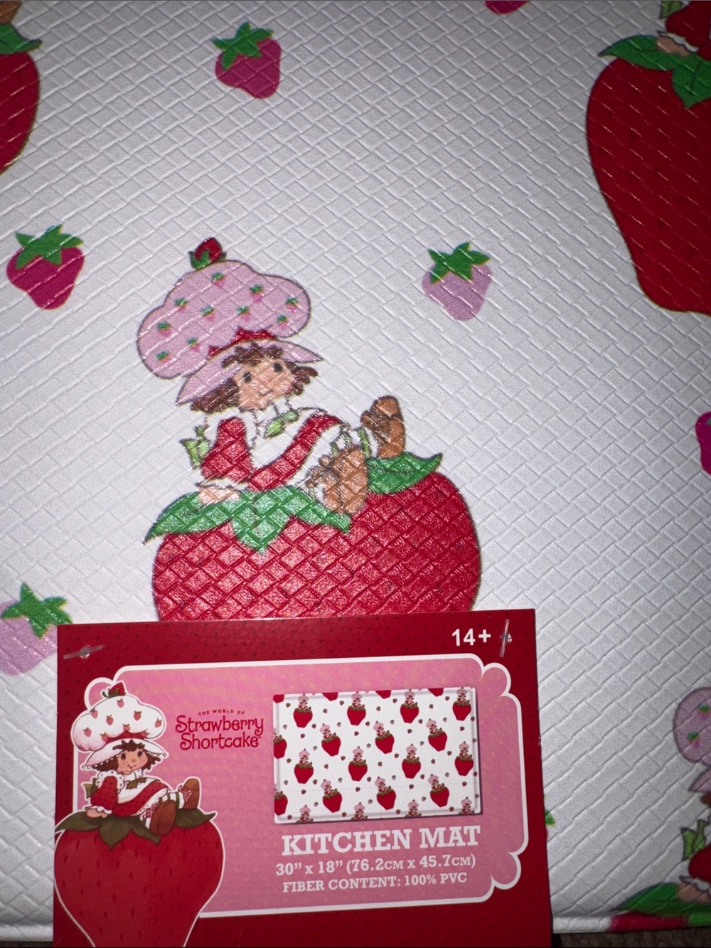 Pink Strawberry Shortcake Pattern Kitchen Mat - Picture 3 of 6